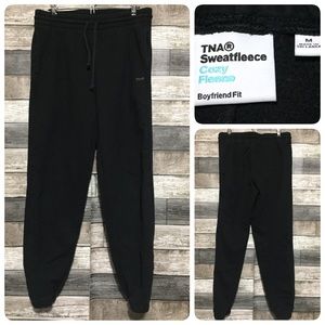 Tna Sweat Fleece Cozy Fleece Boyfriend Fit Sweatpants Joggers Women’s M Black